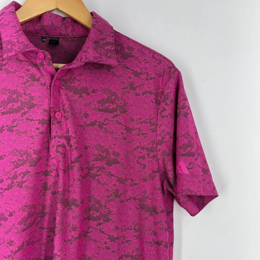 Adidas Mens Golf Polo HS1112‎ Shirt Digital Camo Short Sleeve Performance Size M